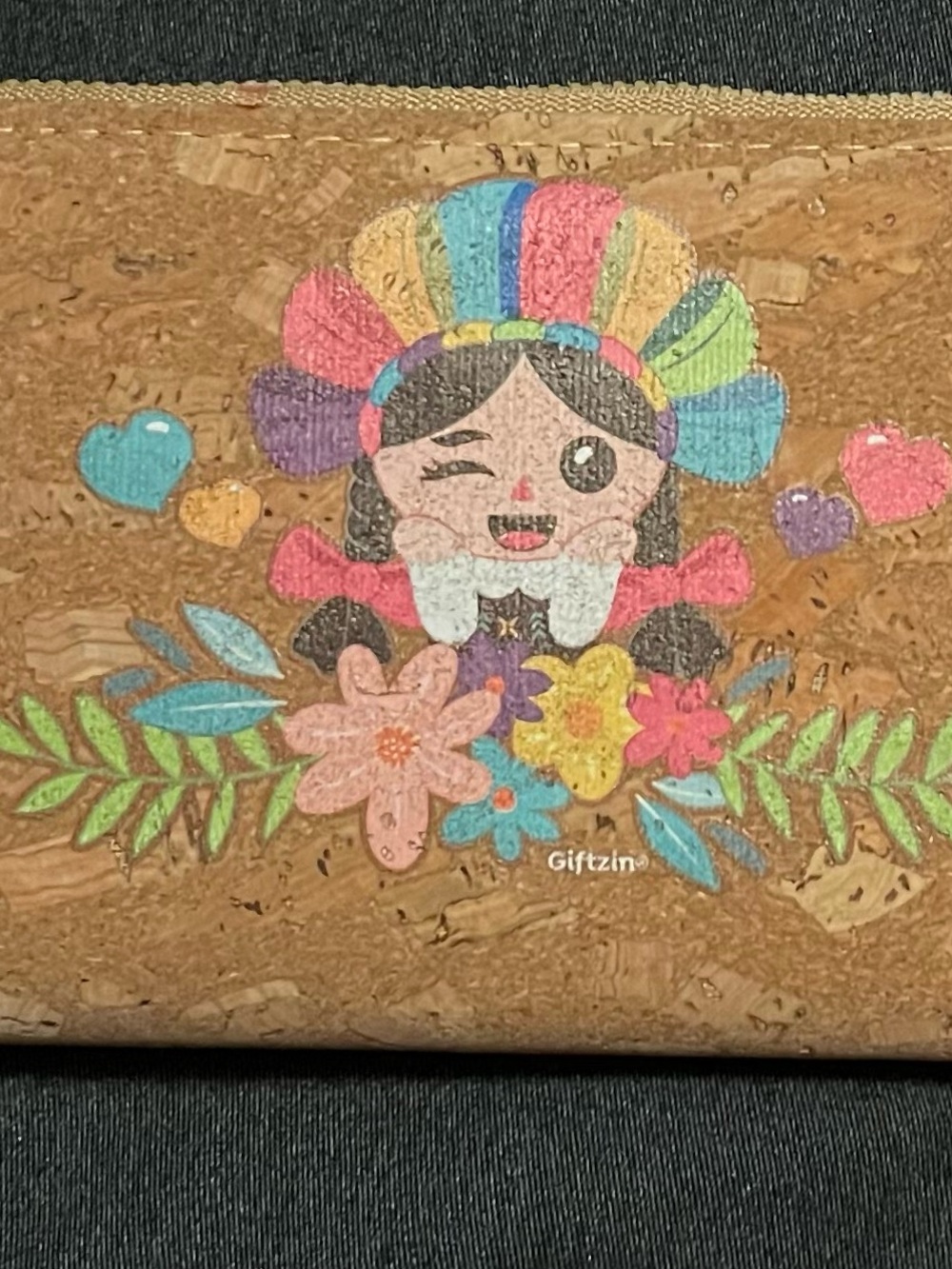 Cute Colorful Flower Girl Cork Wallet